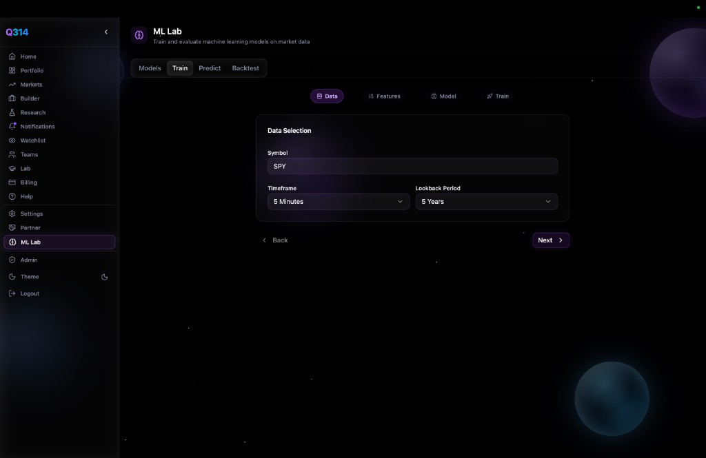 ML Lab data selection